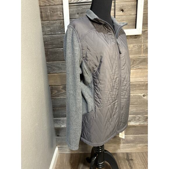 Style & Co gray quilted fleece jacket full zip NEW women's size large - Picture 2 of 9